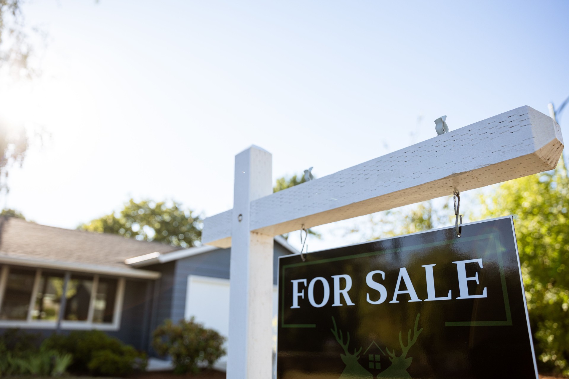Portland Oregon House for Sale Sign in Front Yard. No people